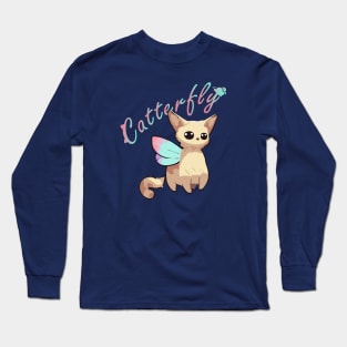 Cat X Butterfly AKA CATTERFLY | Cat and Butterfly Long Sleeve T-Shirt